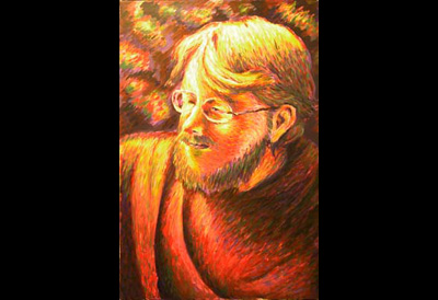 This portrait was completed in the style of Georges Seurat's Pointillism style.  The subject was my artist friend Hoople at a three quarter view.