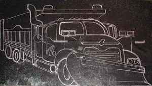 This is the eight foot version of the snowplow template traced on tar paper using a chalk out line.