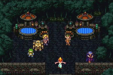 Marle is talking to the others at the time gate in the festival fair grounds.  This is where everyone is going to search for crono.