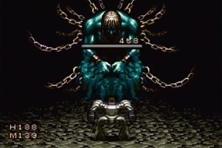 Shows Lux Tizer, on his own, fighting Gorsia.  He is dealing the death blow as seen by the depleted lifebar.