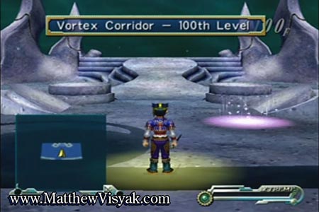 This shows the 100th floor of the Vortex corridor where the second half of quanlees hearts.  This is the second ending of the game.